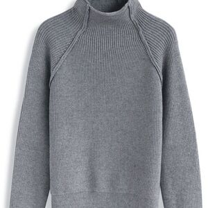 Grey, turtle neck sweater, wear your heart on its sleeve